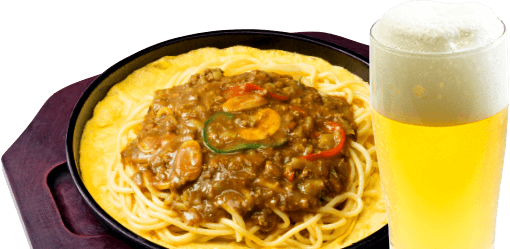 夜はビールと うまいスパゲッティ